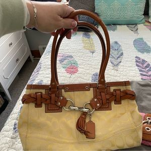 Yellow Coach shoulder bag 💛 with pink coordinating wallet